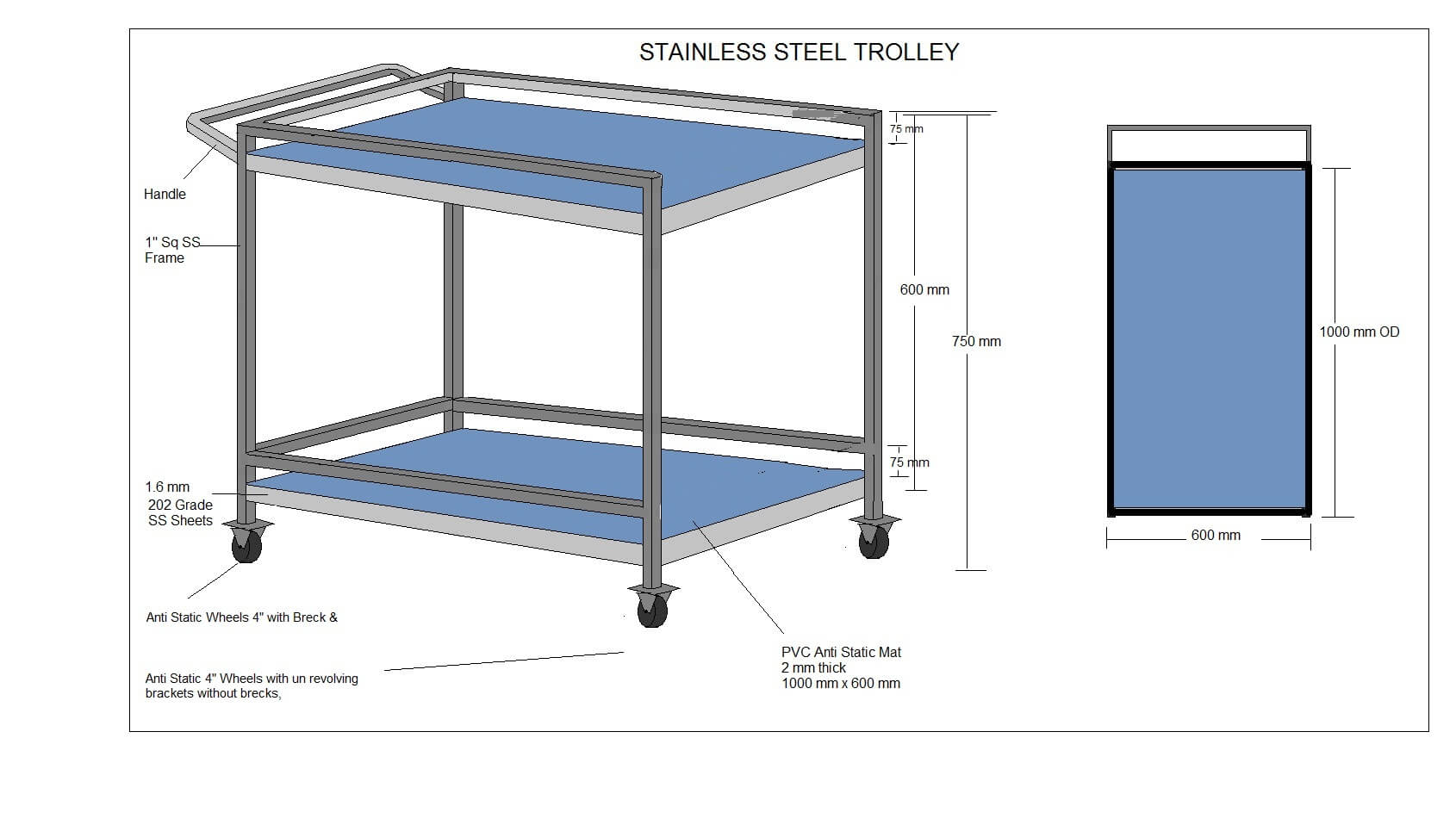 esd trolleyshelves Manufacturers and Exporters
